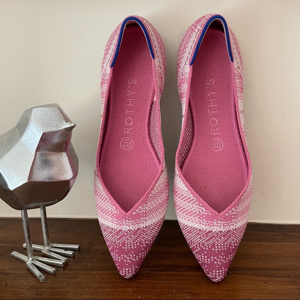Rothy's Rare Limited Edition Pink Plaid Breast Cancer Awareness Points Size 8.5
